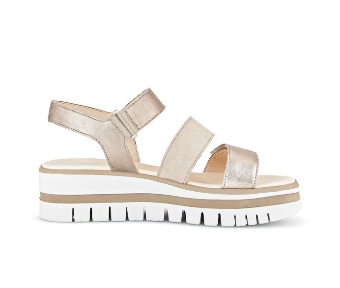 Gabor Damen  Plateau Sandale Beige - Materialmix Leder
