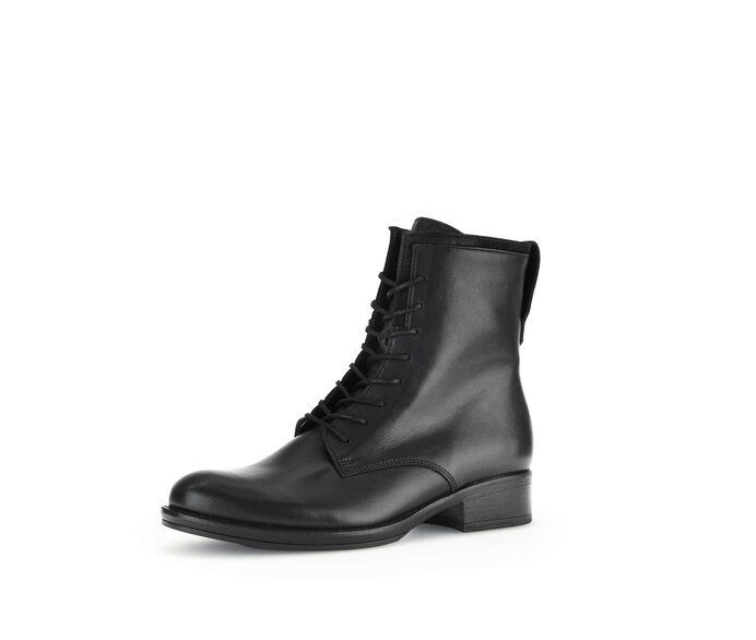 Gabor Damen  Schnürstiefelette Schwarz - Glattleder