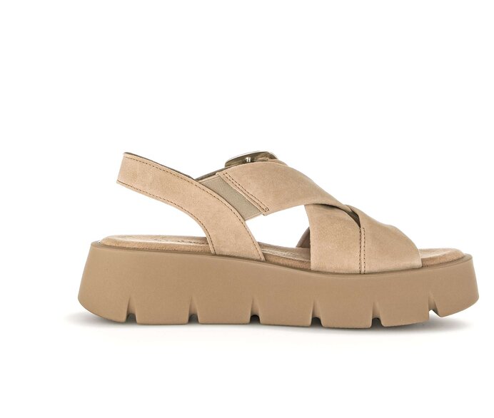 Gabor Damen  Plateau Sandale Beige - Rauleder