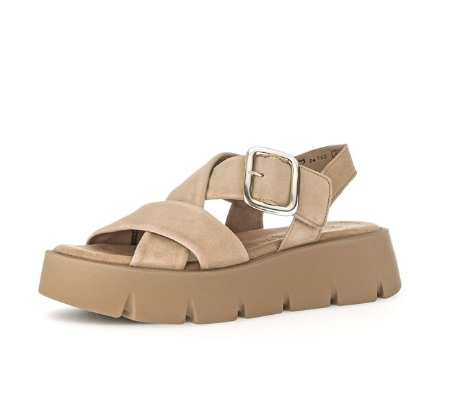 Gabor Damen  Plateau Sandale Beige - Rauleder