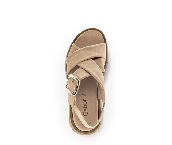 Gabor Damen  Plateau Sandale Beige - Rauleder