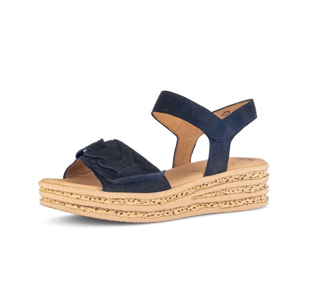 Gabor Damen  Plateau Sandale Blau - Rauleder