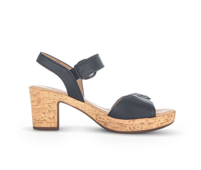 Gabor Damen  Plateau Sandale Schwarz - Glattleder