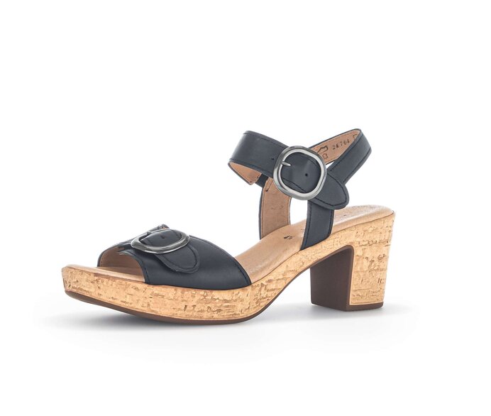 Gabor Damen  Plateau Sandale Schwarz - Glattleder