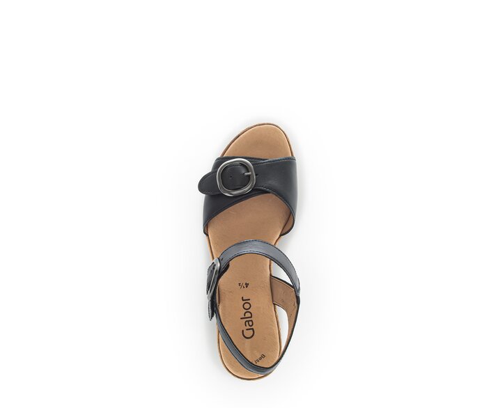 Gabor Damen  Plateau Sandale Schwarz - Glattleder