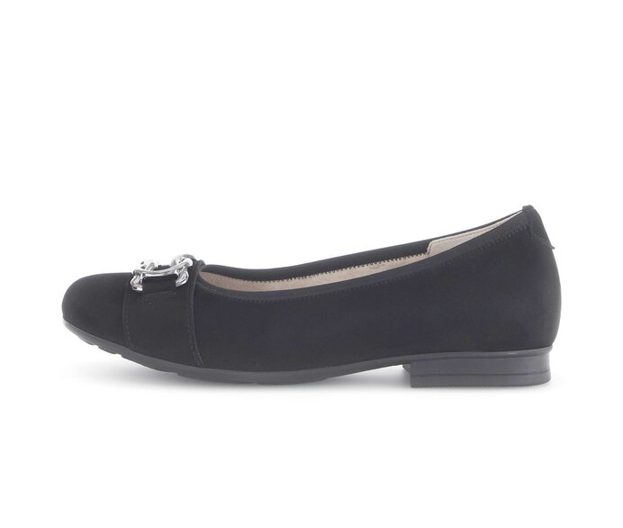 Gabor Damen Eleganter Ballerina Schwarz - Rauleder