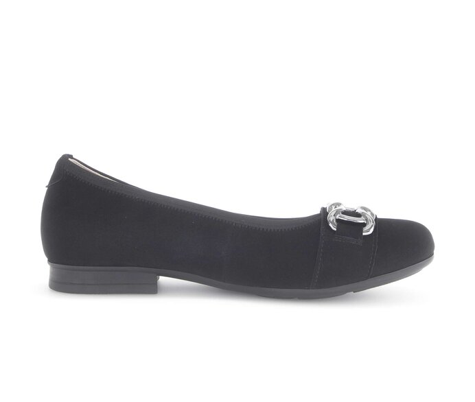 Gabor Damen  Eleganter Ballerina Schwarz - Rauleder
