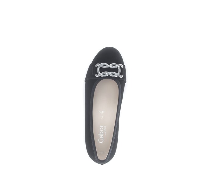 Gabor Damen  Eleganter Ballerina Schwarz - Rauleder