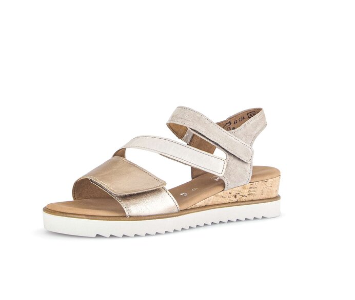 Gabor Damen  Keilsandalette Beige - Materialmix Leder