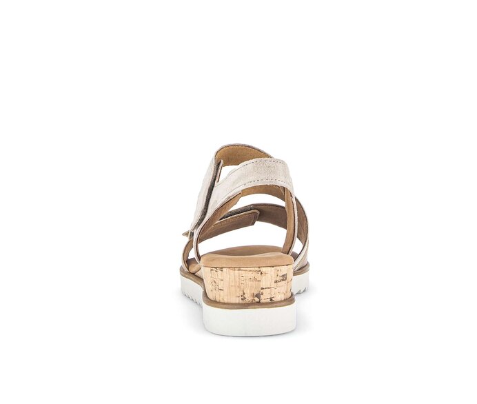 Gabor Damen  Keilsandalette Beige - Materialmix Leder