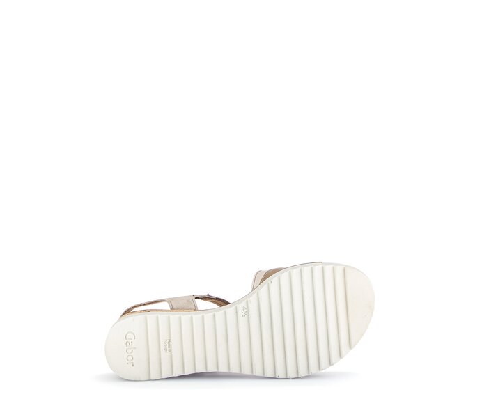 Gabor Damen  Keilsandalette Beige - Materialmix Leder