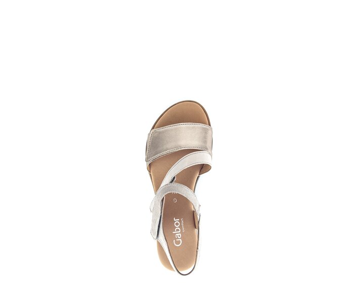Gabor Damen  Keilsandalette Beige - Materialmix Leder