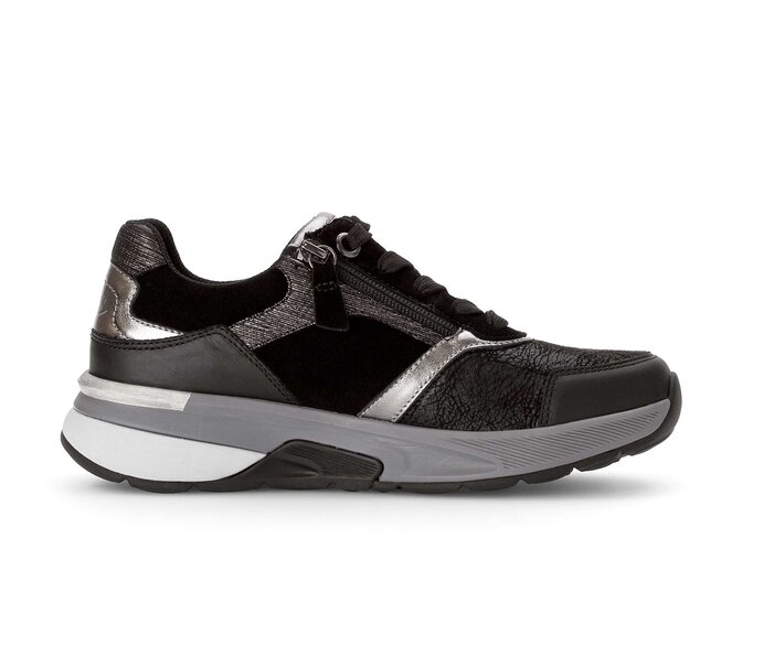 Gabor Damen  Sneaker Low Schwarz - Materialmix Leder/Lederimitat