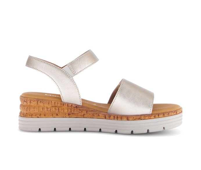 Gabor Damen  Riemchensandale Beige - Effektleder