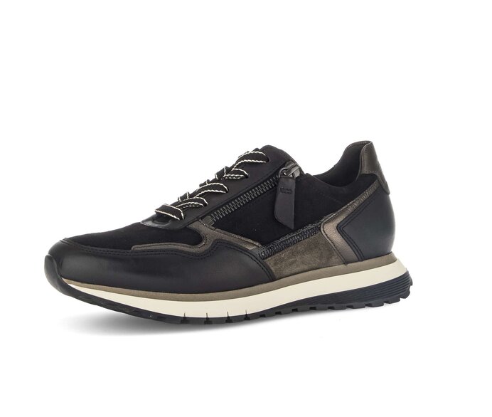 Gabor Damen  Sneaker Low Schwarz - Materialmix Leder