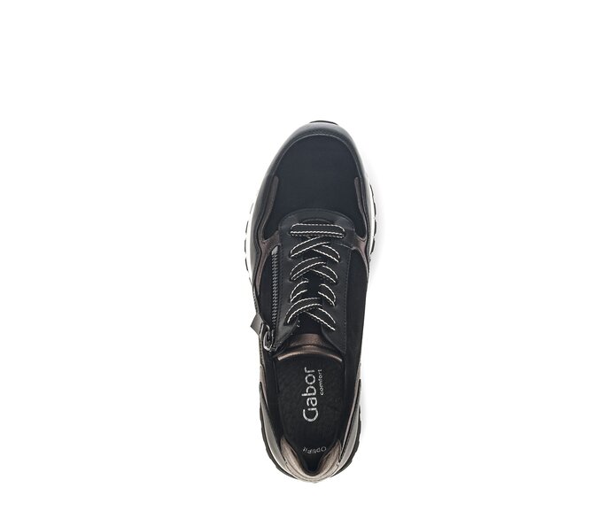 Gabor Damen  Sneaker Low Schwarz - Materialmix Leder