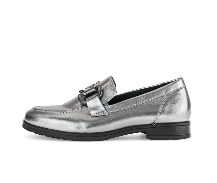 Gabor Damen Slipper Silber - Effektleder