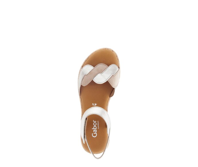 Gabor Damen  Riemchensandale Gold - Materialmix Leder