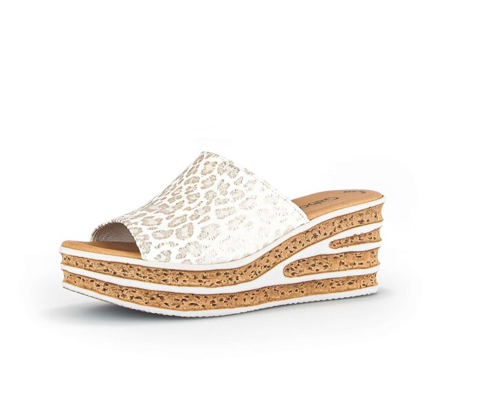 Gabor Damen  Pantolette Gold - Leder Reptiloptik