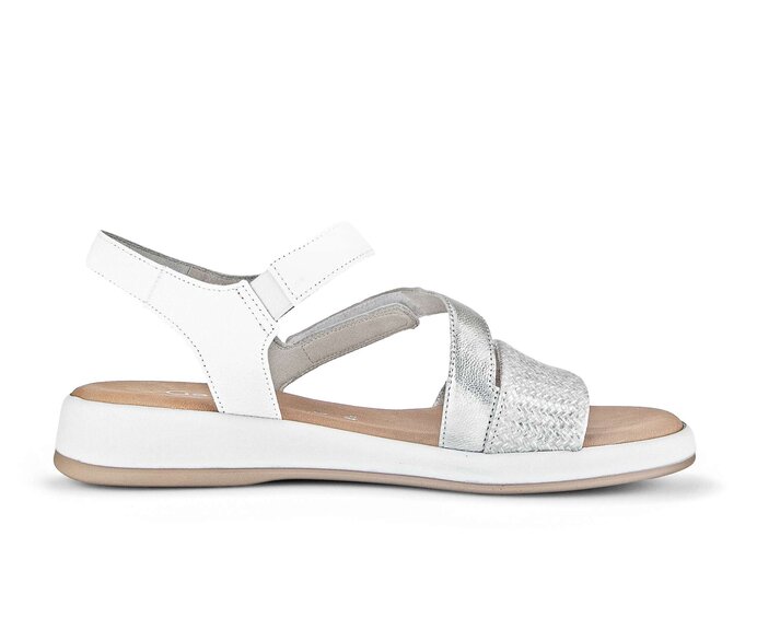 Gabor Damen  Riemchensandale Silber - Materialmix Leder