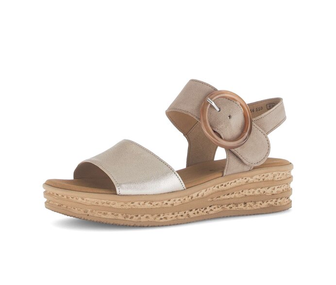 Gabor Damen  Plateau Sandale Beige - Materialmix Leder
