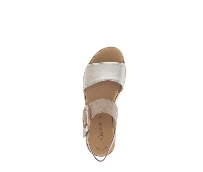 Gabor Damen  Plateau Sandale Beige - Materialmix Leder