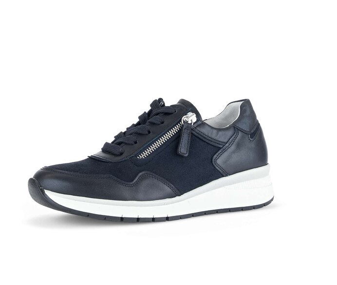 Gabor Damen  Sneaker Low Blau - Materialmix Leder/Lederimitat