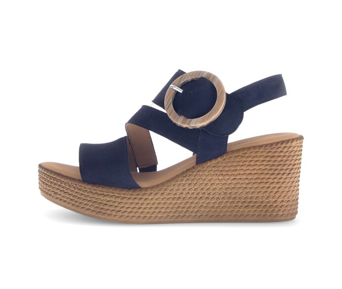 Gabor Damen Keilsandalette Blau - Rauleder