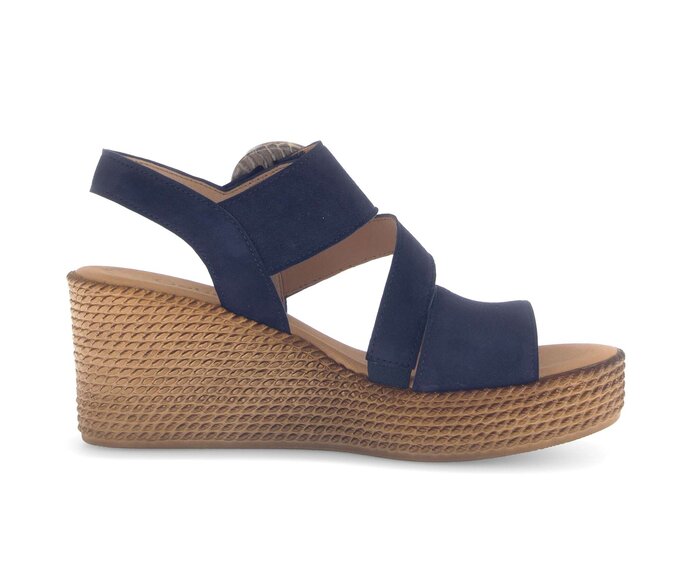 Gabor Damen  Keilsandalette Blau - Rauleder