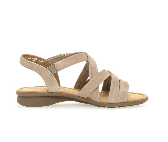 Gabor Damen  Riemchensandale Beige - Rauleder