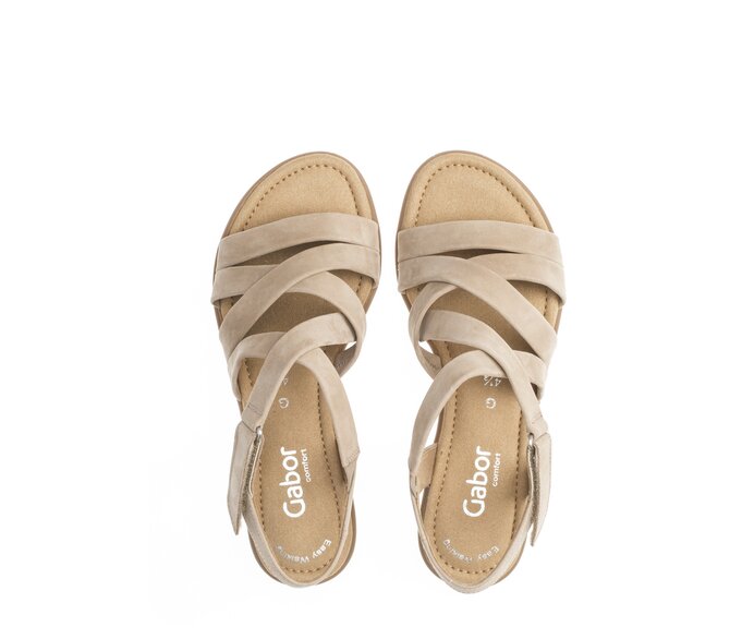 Gabor Damen  Riemchensandale Beige - Rauleder