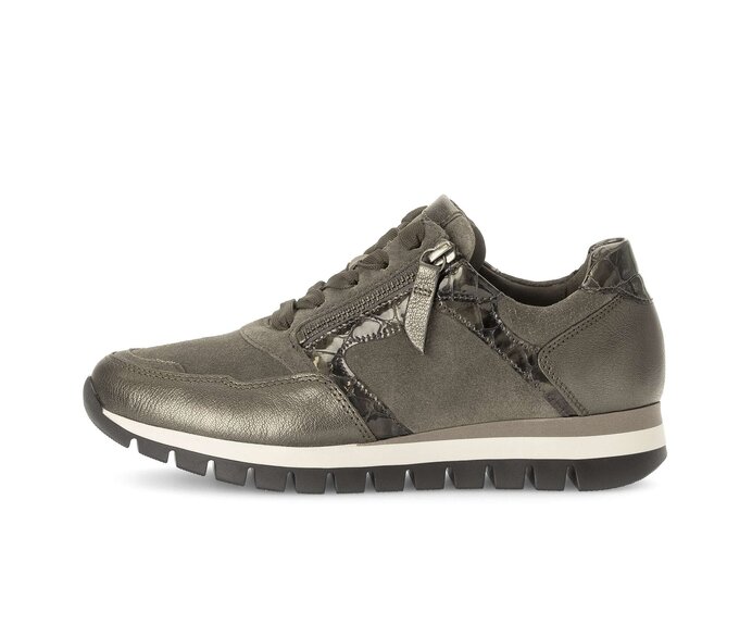 Gabor Damen Sneaker Low Grau - Materialmix Leder