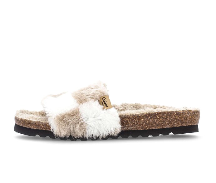 Gabor Damen Plüschhausschuh Beige - Textil
