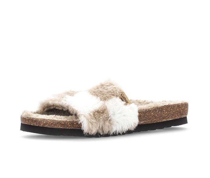 Gabor Damen  Plüschhausschuh Beige - Textil