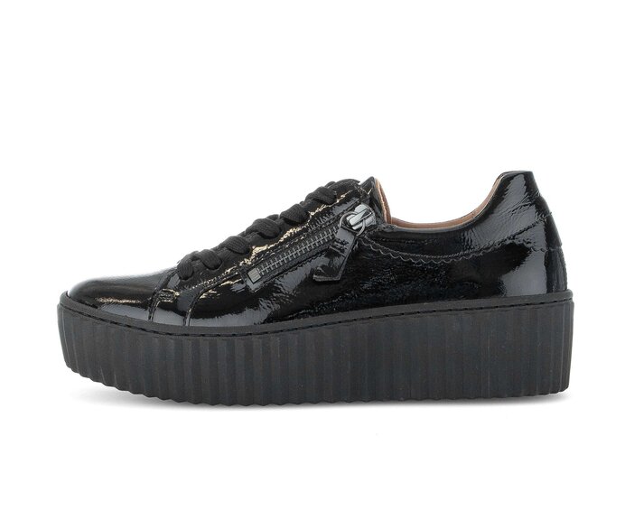 Gabor Damen Sneaker Low Schwarz - Lackleder