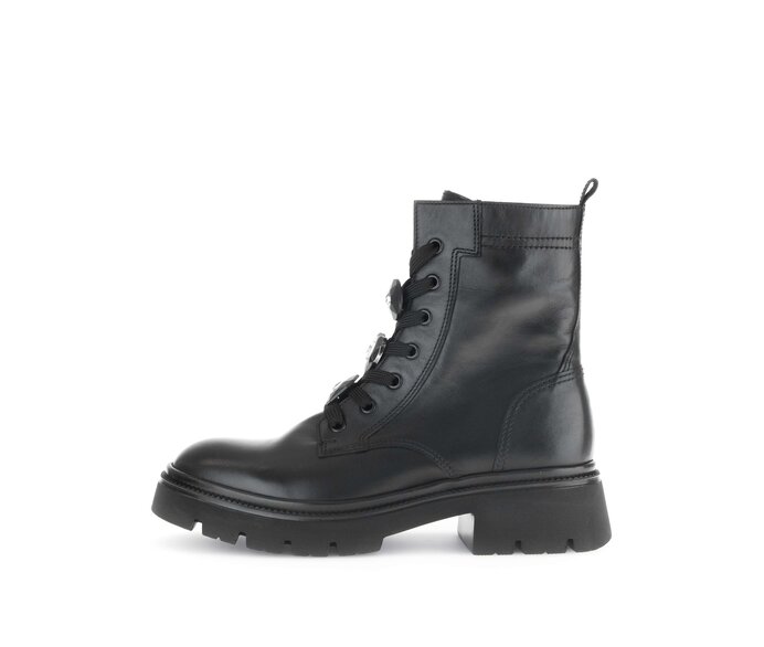 Gabor Damen Schnürstiefelette Schwarz - Glattleder