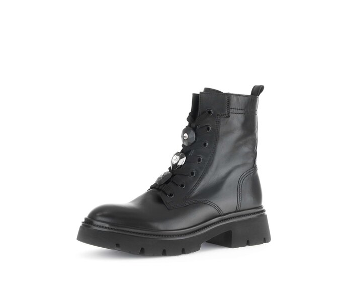 Gabor Damen  Schnürstiefelette Schwarz - Glattleder