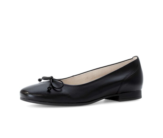 Gabor Damen  Eleganter Ballerina Schwarz - Glattleder
