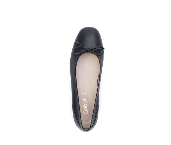 Gabor Damen  Eleganter Ballerina Schwarz - Glattleder
