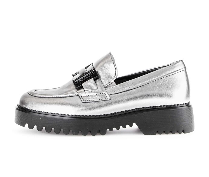 Gabor Damen Loafer Silber - Effektleder