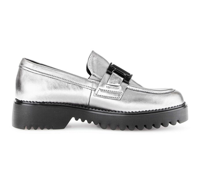 Gabor Damen  Loafer Silber - Effektleder