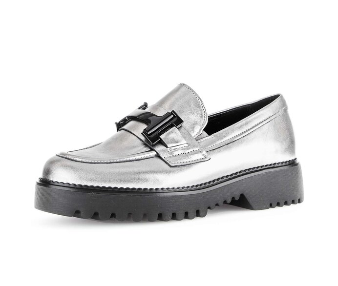 Gabor Damen  Loafer Silber - Effektleder