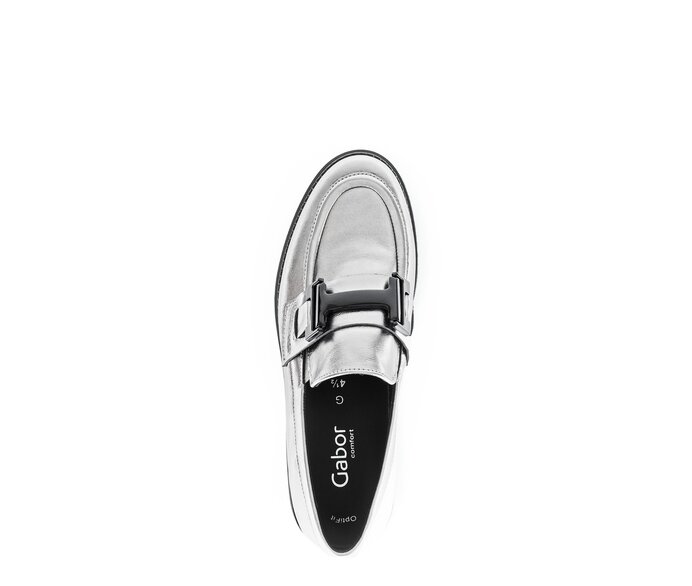 Gabor Damen  Loafer Silber - Effektleder