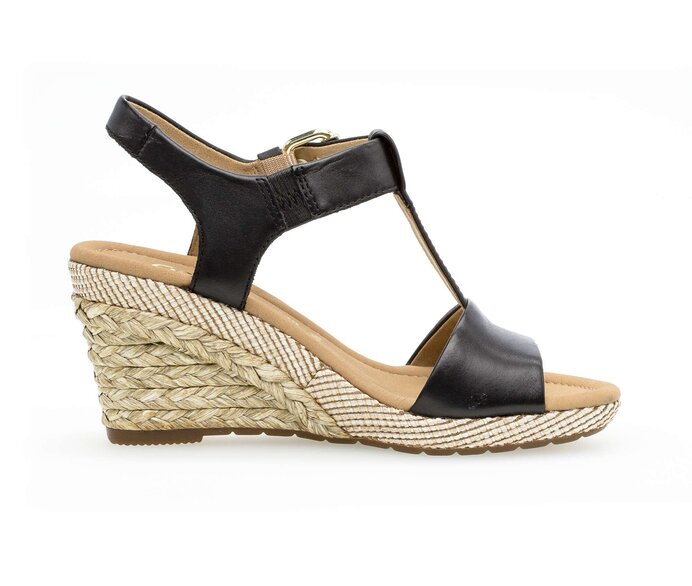 Gabor Damen  Keilsandalette Schwarz - Glattleder
