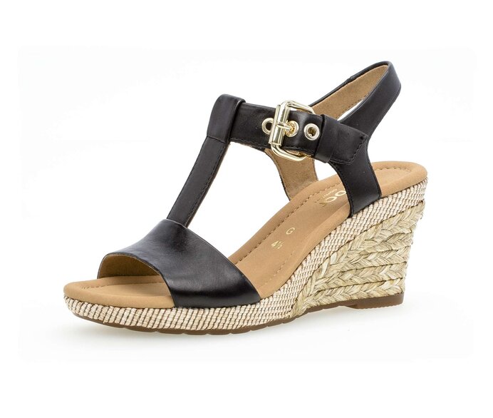 Gabor Damen  Keilsandalette Schwarz - Glattleder