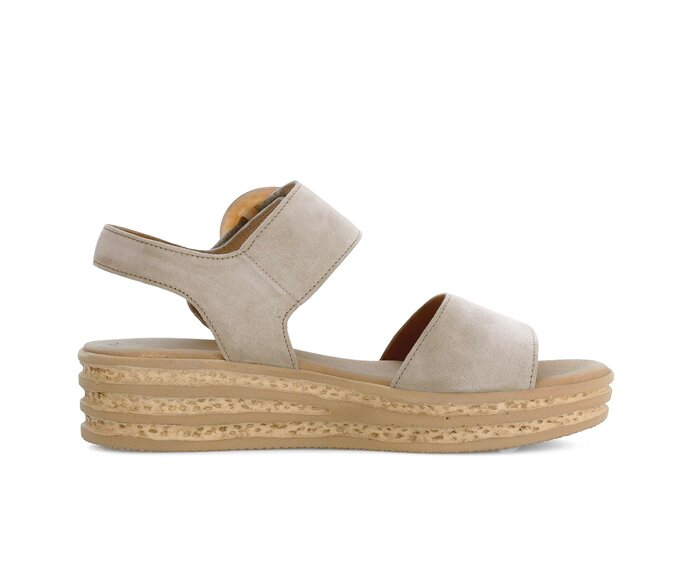 Gabor Damen  Plateau Sandale Beige - Rauleder