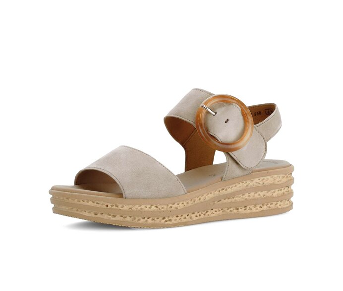 Gabor Damen  Plateau Sandale Beige - Rauleder