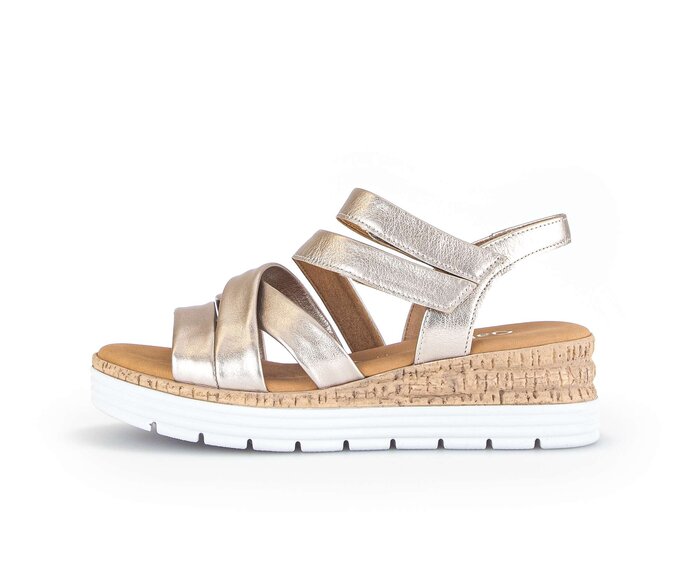 Gabor Damen Keilsandalette Gold - Effektleder