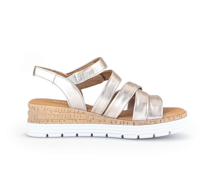 Gabor Damen  Keilsandalette Gold - Effektleder