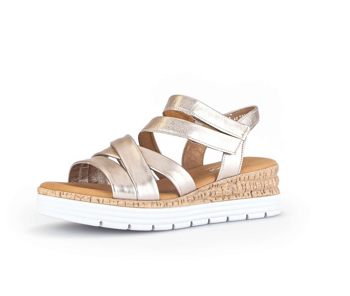 Gabor Damen  Keilsandalette Gold - Effektleder